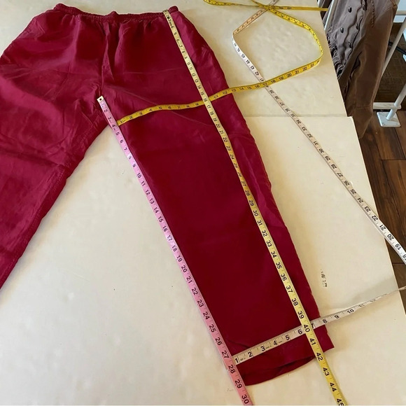Vintage 80s 90s Silk Windbreaker Sweat Suit Jacket Pants Large Red Quilted - Picture 15 of 16
